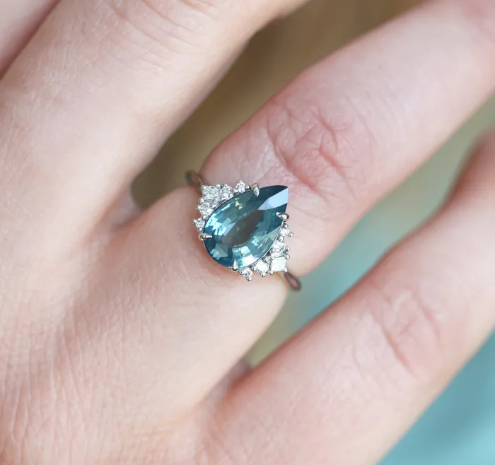 Rings Adalyn Teal Sapphire Diamond Ring Capucinne