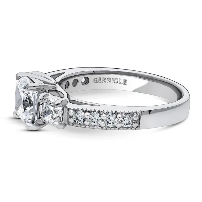 Rings BERRICLE 3Stone 15ct Cushion CZ Ring in Sterling Silver