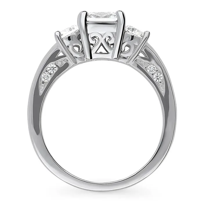 Rings BERRICLE 3Stone 15ct Cushion CZ Ring in Sterling Silver