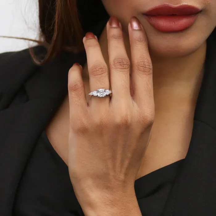 Rings BERRICLE 3Stone 15ct Cushion CZ Ring in Sterling Silver