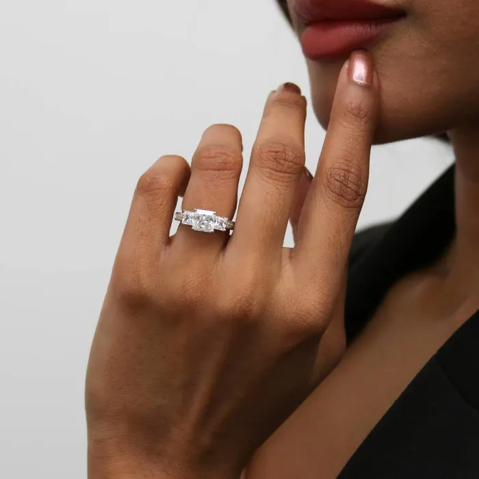 Rings BERRICLE 3Stone 16ct Princess CZ Ring in Sterling Silver