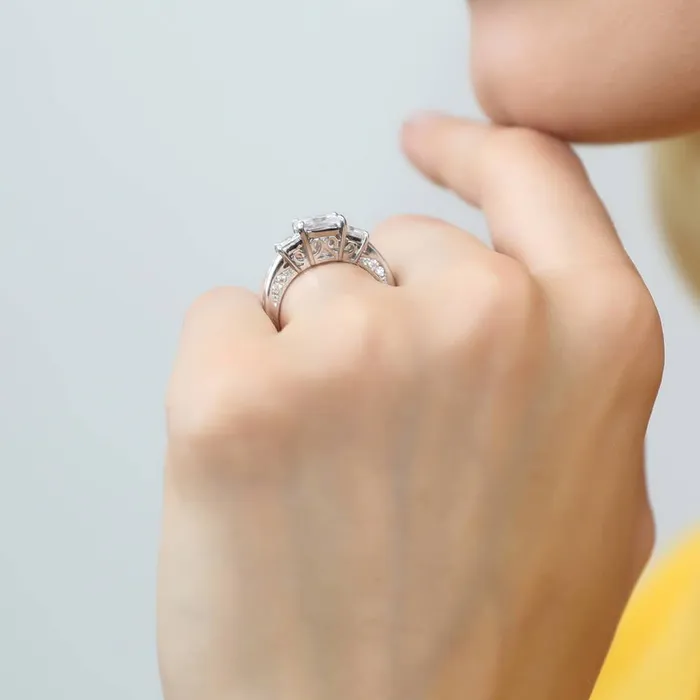 Rings BERRICLE 3Stone 16ct Princess CZ Ring in Sterling Silver