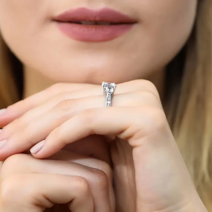 Rings BERRICLE 3Stone 16ct Princess CZ Ring in Sterling Silver