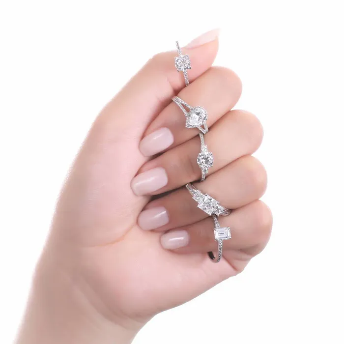 Rings BERRICLE 3Stone 16ct Princess CZ Ring in Sterling Silver