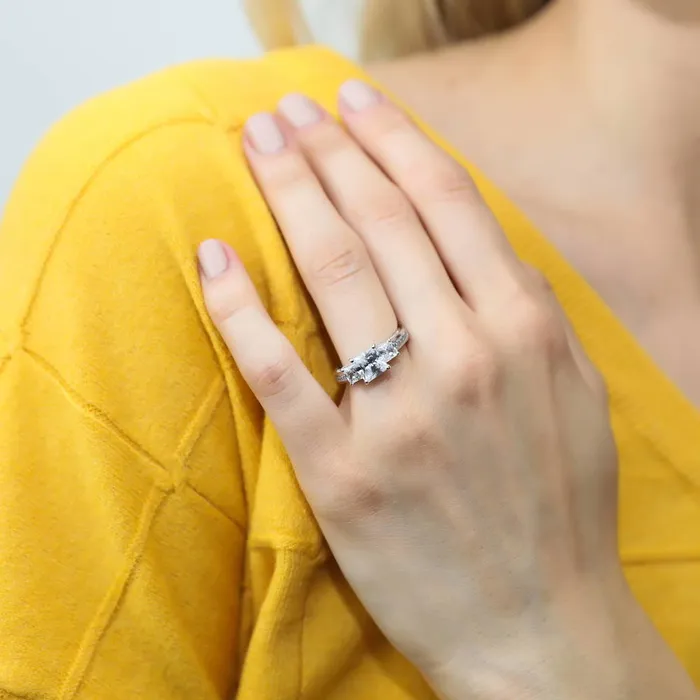 Rings BERRICLE 3Stone 16ct Princess CZ Ring in Sterling Silver