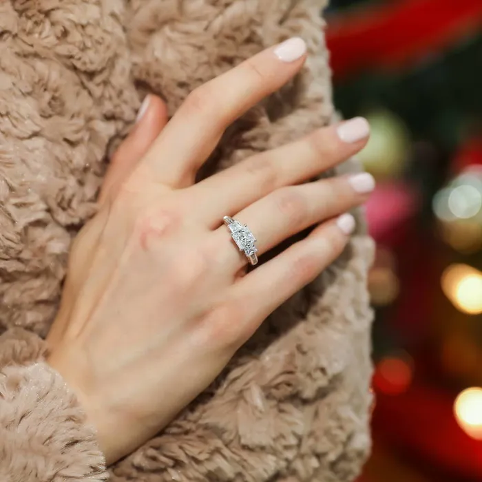 Rings BERRICLE 3Stone 16ct Princess CZ Ring in Sterling Silver