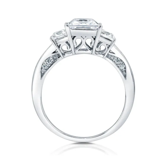 Rings BERRICLE 3Stone 16ct Princess CZ Ring in Sterling Silver
