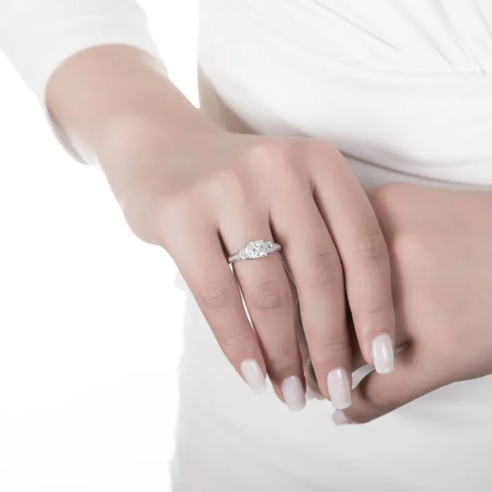 Rings BERRICLE 3Stone 16ct Princess CZ Ring in Sterling Silver