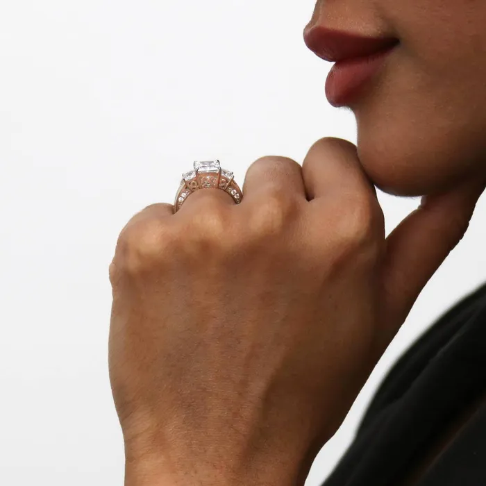 Rings BERRICLE 3Stone 16ct Princess CZ Ring in Sterling Silver