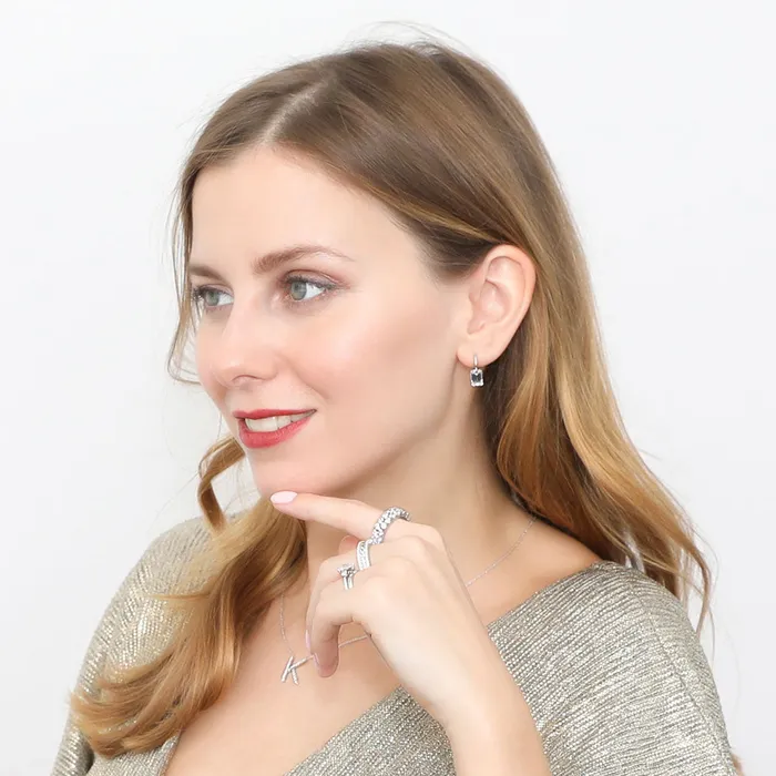 Rings BERRICLE 3Stone 1ct Emerald Cut CZ Ring in Sterling Silver