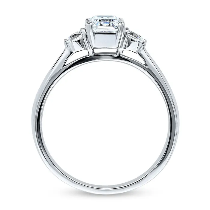 Rings BERRICLE 3Stone 1ct Emerald Cut CZ Ring in Sterling Silver