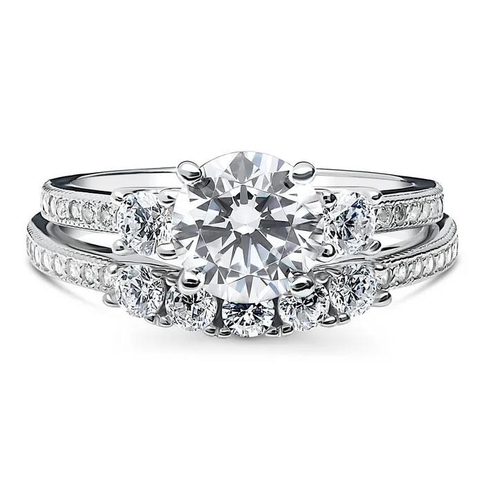 Rings BERRICLE 3Stone 5Stone 125ct CZ Ring Set in Sterling Silver