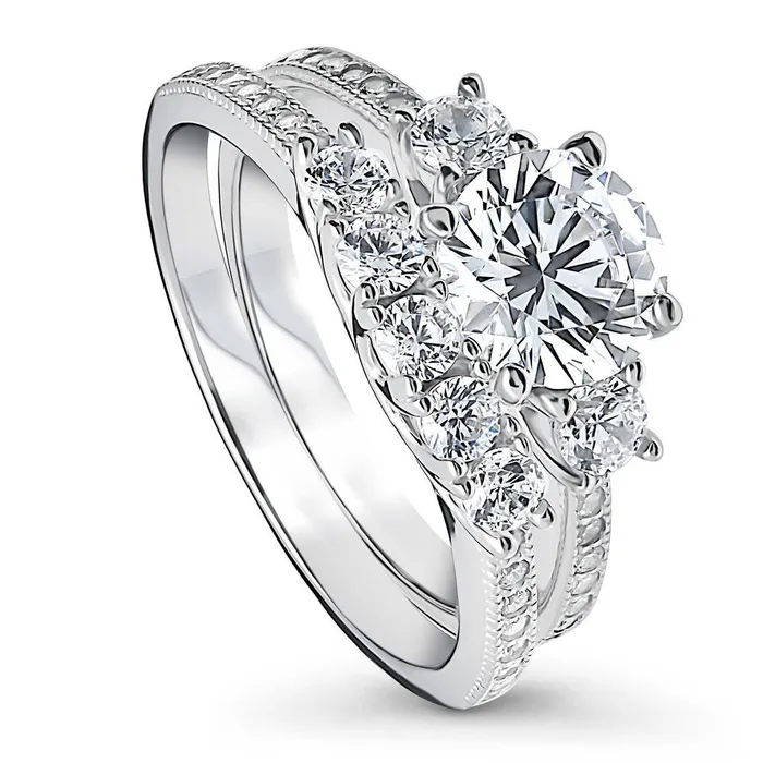 Rings BERRICLE 3Stone 5Stone 125ct CZ Ring Set in Sterling Silver