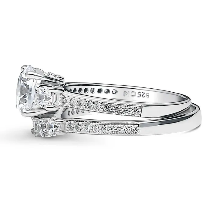 Rings BERRICLE 3Stone 5Stone 125ct CZ Ring Set in Sterling Silver