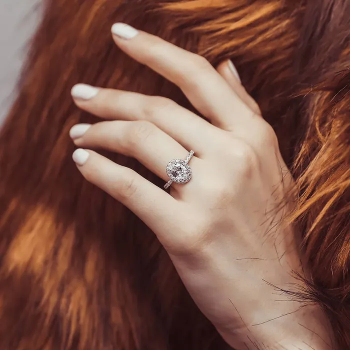 Rings BERRICLE Halo Oval CZ Ring Set in Sterling Silver