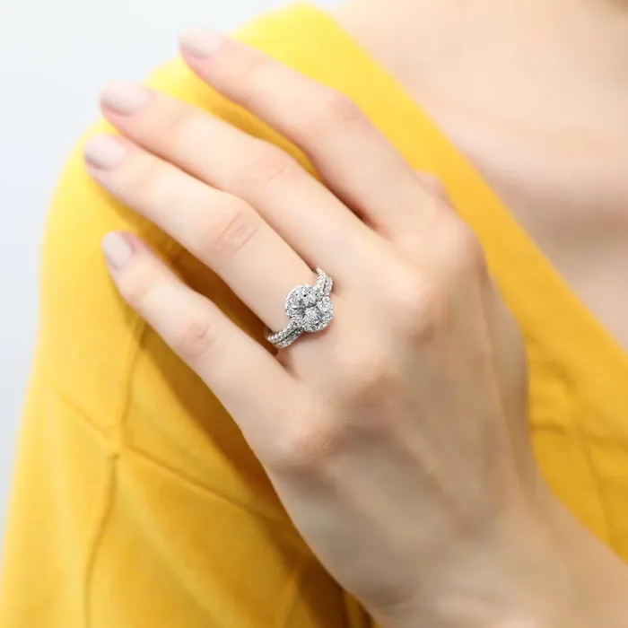 Rings BERRICLE Halo Oval CZ Ring Set in Sterling Silver