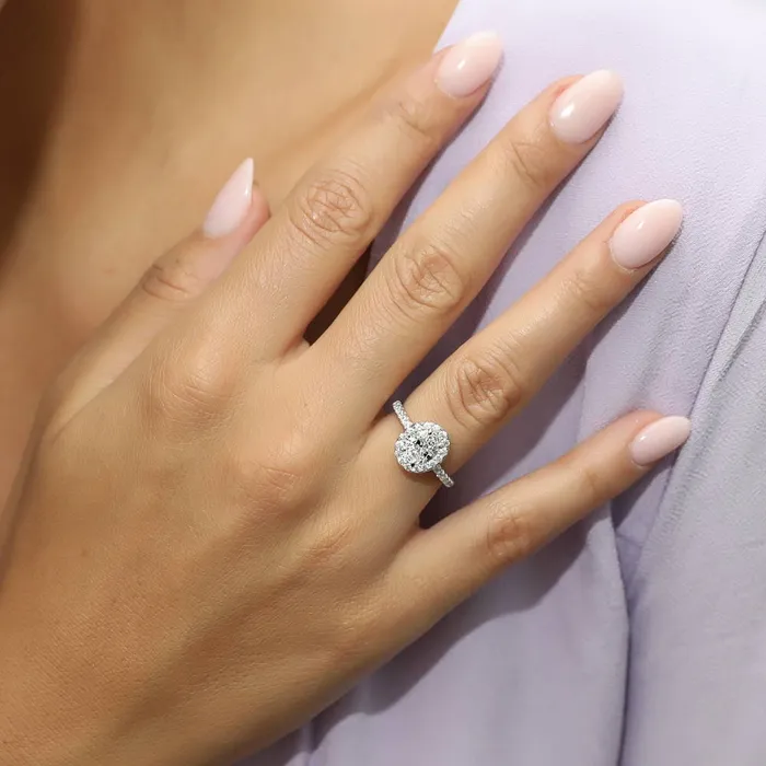 Rings BERRICLE Halo Oval CZ Ring Set in Sterling Silver