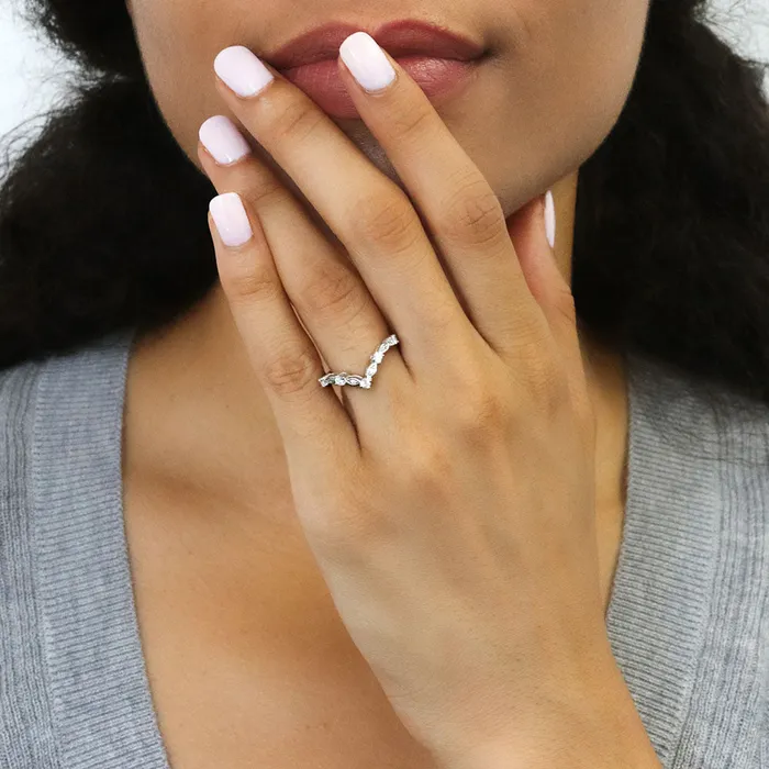Rings BERRICLE Halo Wishbone Princess CZ Ring Set in Sterling Silver