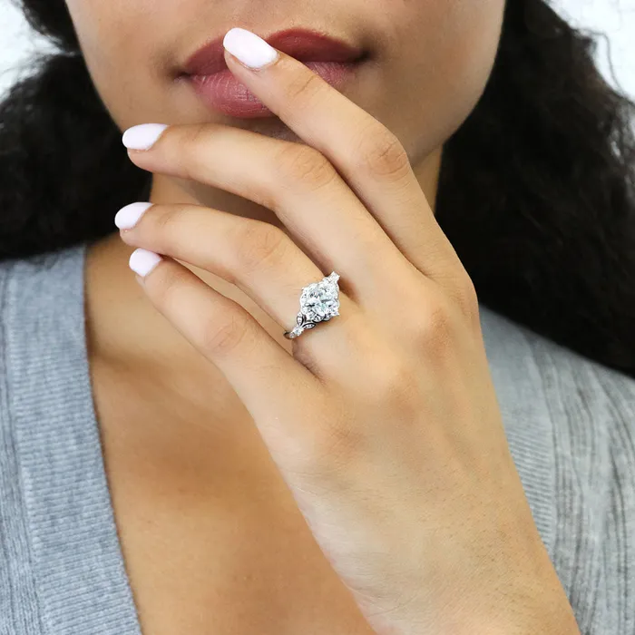 Rings BERRICLE Halo Wishbone Princess CZ Ring Set in Sterling Silver