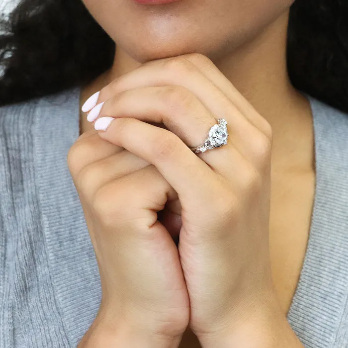 Rings BERRICLE Halo Wishbone Princess CZ Ring Set in Sterling Silver