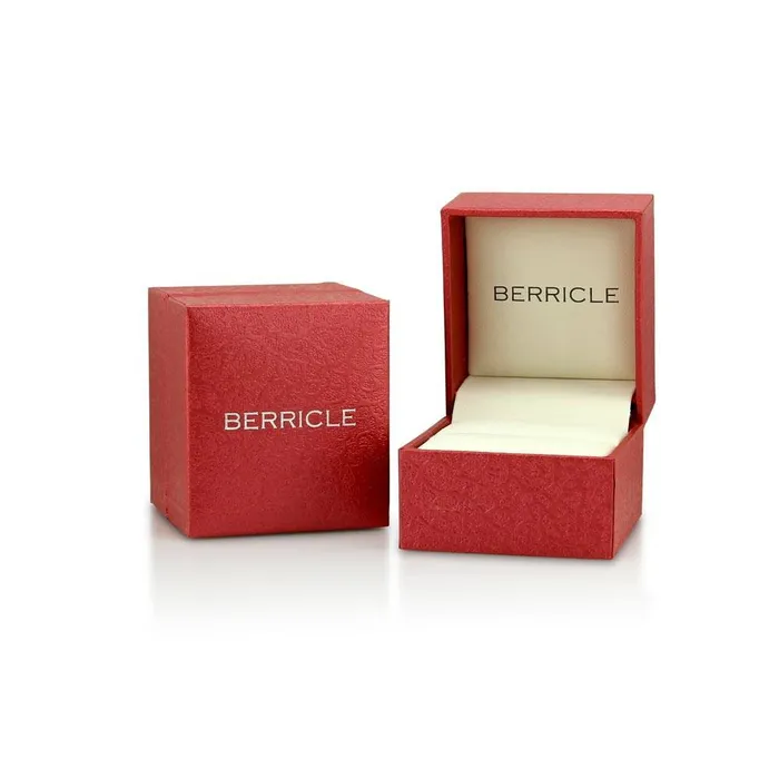 Rings BERRICLE Heart Flower Simulated Ruby CZ Ring in Sterling Silver