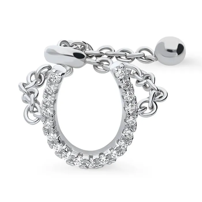 Rings BERRICLE Horseshoe CZ Chain Ring in Sterling Silver