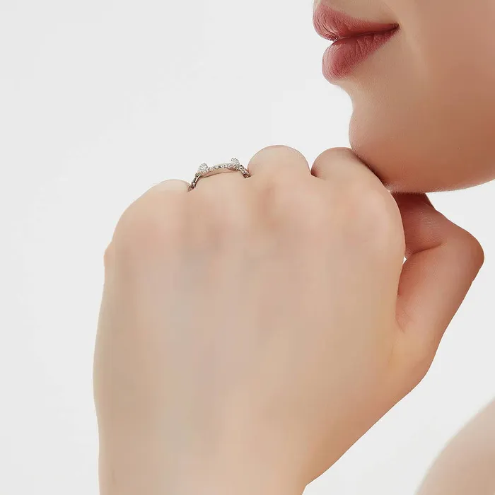 Rings BERRICLE Horseshoe CZ Chain Ring in Sterling Silver