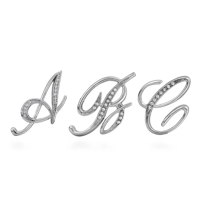 Rings BERRICLE Initial Letter Pin in SilverTone