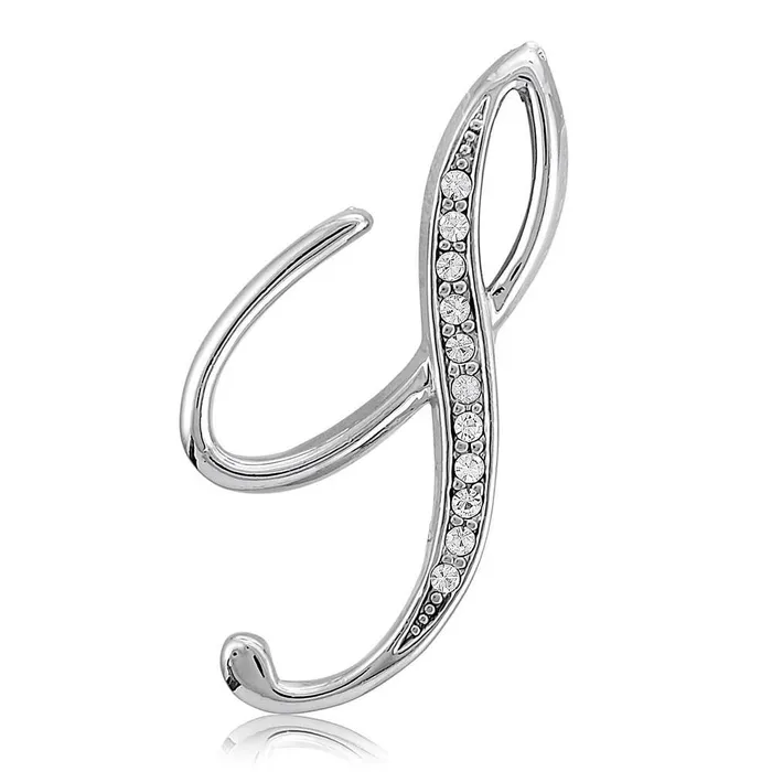 Rings BERRICLE Initial Letter Pin in SilverTone