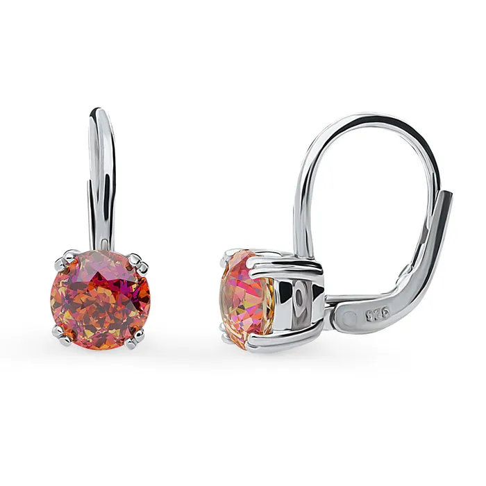 Rings BERRICLE Kaleidoscope Solitaire Red Orange CZ Set in Sterling Silver