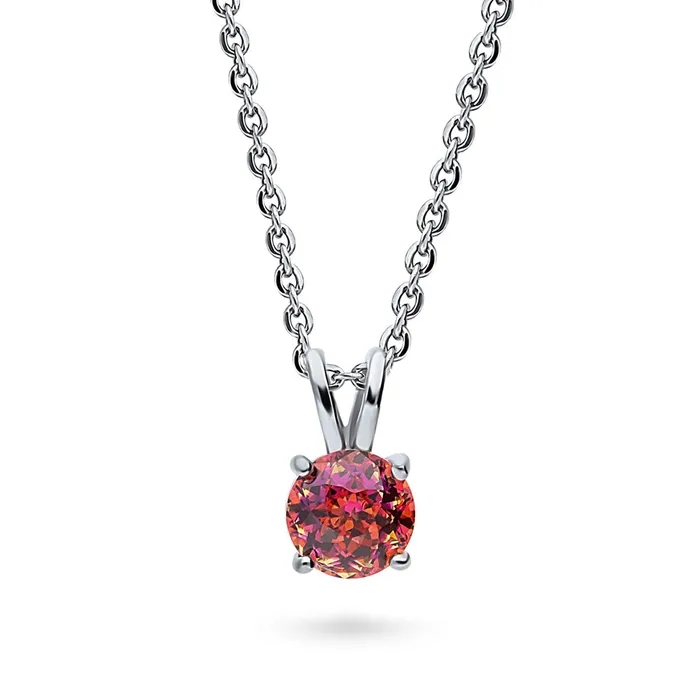 Rings BERRICLE Kaleidoscope Solitaire Red Orange CZ Set in Sterling Silver