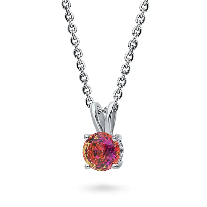 Rings BERRICLE Kaleidoscope Solitaire Red Orange CZ Set in Sterling Silver