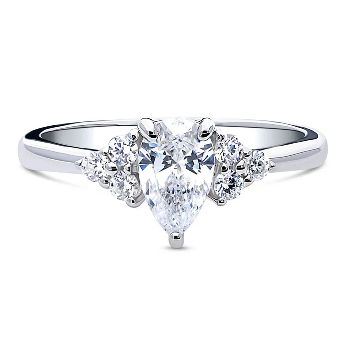 Rings BERRICLE Solitaire 08ct Pear CZ Ring in Sterling Silver