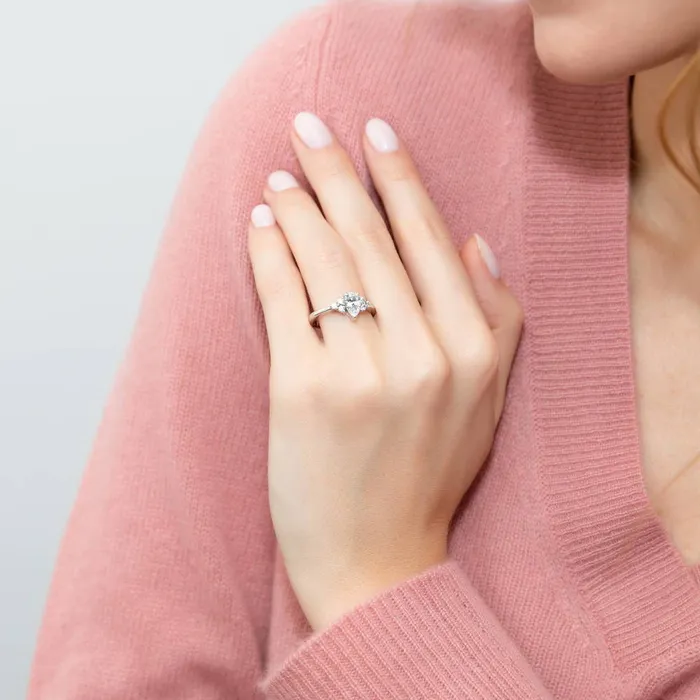 Rings BERRICLE Solitaire 08ct Pear CZ Ring in Sterling Silver