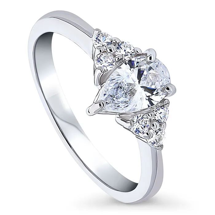 Rings BERRICLE Solitaire 08ct Pear CZ Ring in Sterling Silver