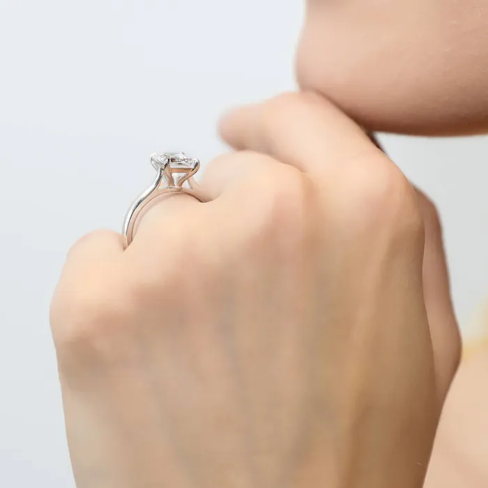Rings BERRICLE Solitaire 26ct Emerald Cut CZ Ring in Sterling Silver