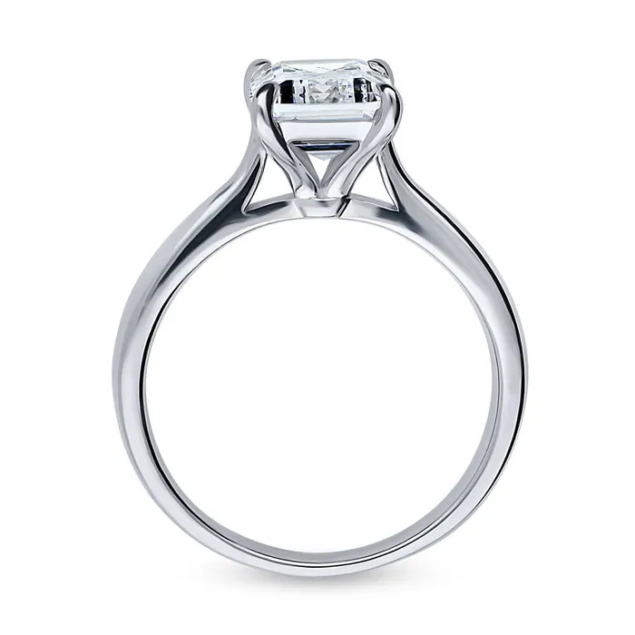 Rings BERRICLE Solitaire 26ct Emerald Cut CZ Ring in Sterling Silver