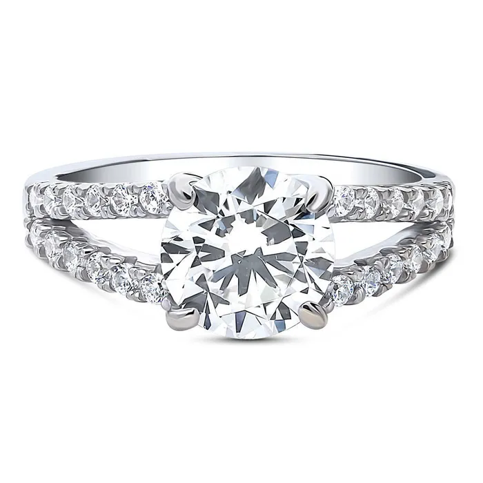 Rings BERRICLE Solitaire 2ct CZ Split Shank Ring in Sterling Silver