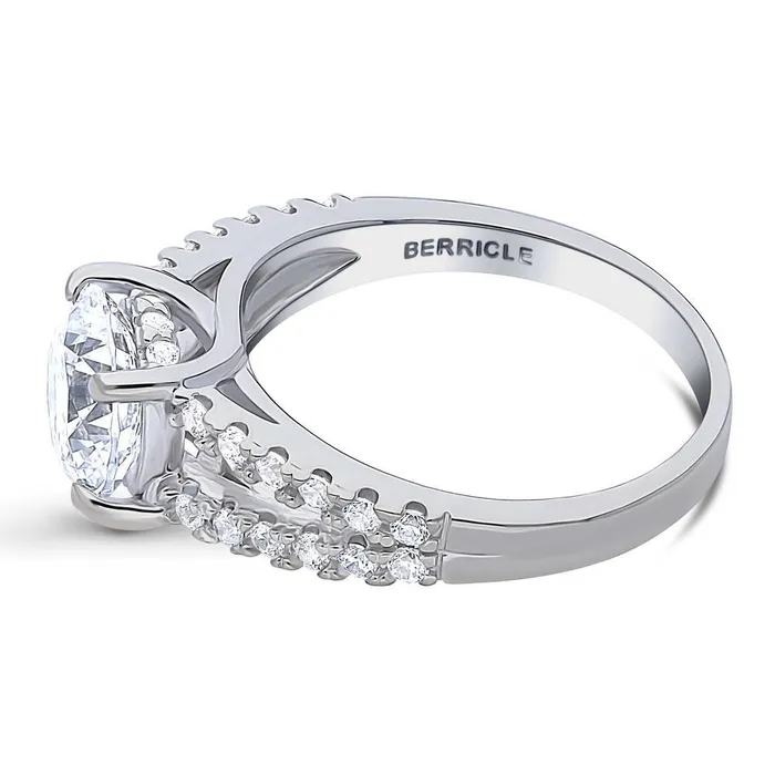 Rings BERRICLE Solitaire 2ct CZ Split Shank Ring in Sterling Silver