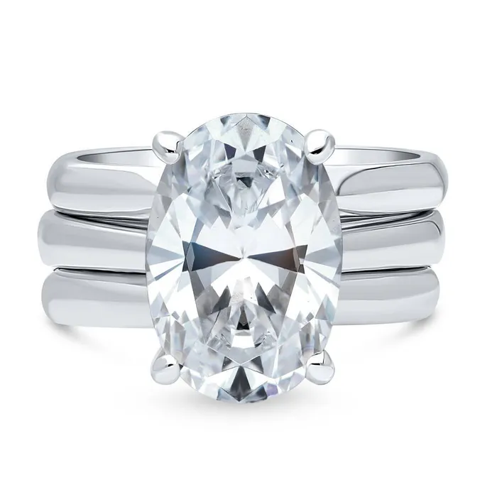 Rings BERRICLE Solitaire 55ct Oval CZ Ring Set in Sterling Silver
