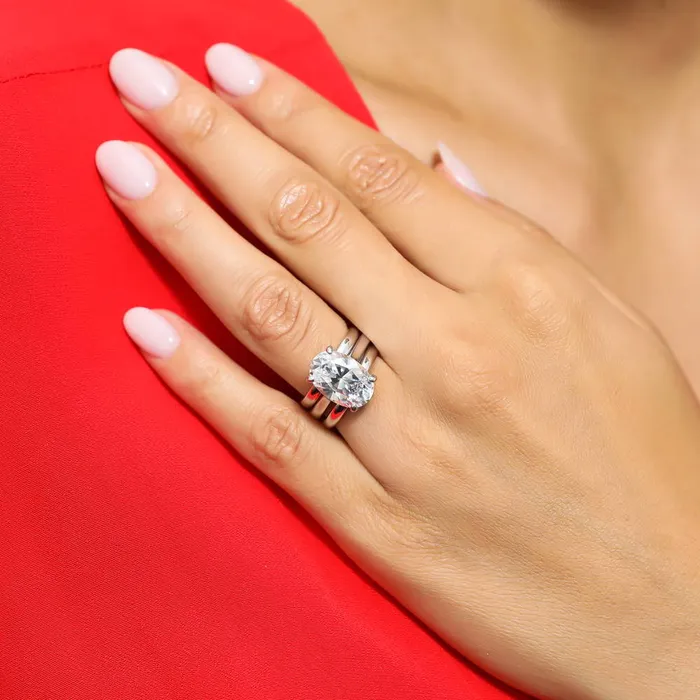 Rings BERRICLE Solitaire 55ct Oval CZ Ring Set in Sterling Silver