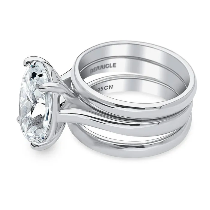 Rings BERRICLE Solitaire 55ct Oval CZ Ring Set in Sterling Silver