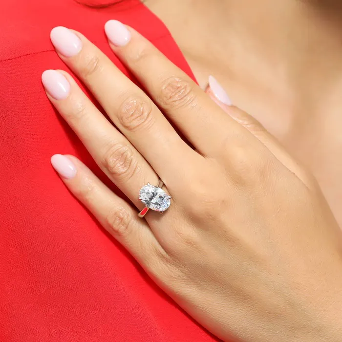 Rings BERRICLE Solitaire 55ct Oval CZ Ring Set in Sterling Silver