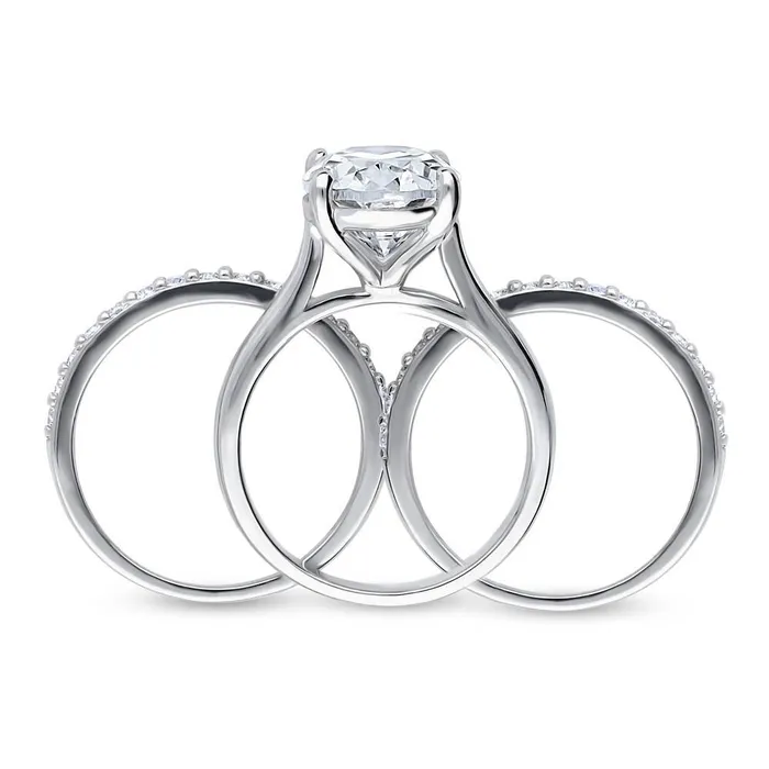 Rings BERRICLE Solitaire 55ct Oval CZ Ring Set in Sterling Silver