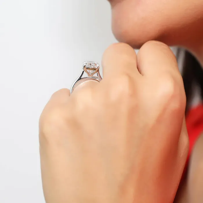 Rings BERRICLE Solitaire 55ct Oval CZ Ring Set in Sterling Silver