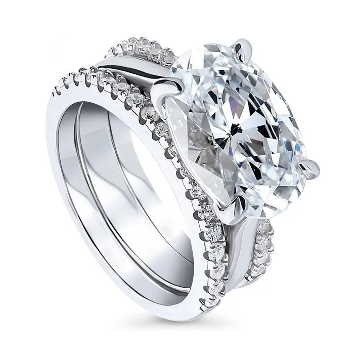Rings BERRICLE Solitaire EastWest 55ct Oval CZ Ring Set in Sterling Silver