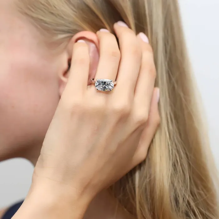 Rings BERRICLE Solitaire EastWest 55ct Oval CZ Ring Set in Sterling Silver