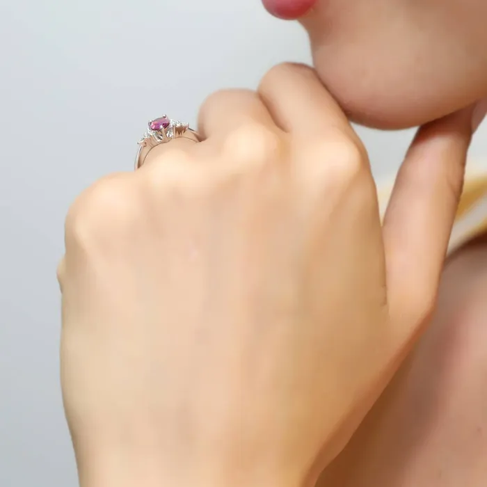 Rings BERRICLE Solitaire Red Pear CZ Ring in Sterling Silver 08ct