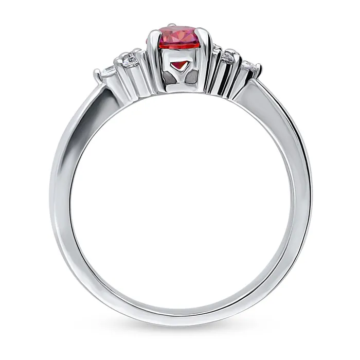 Rings BERRICLE Solitaire Red Pear CZ Ring in Sterling Silver 08ct