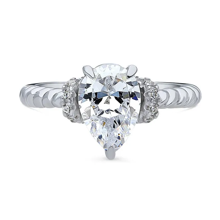 Rings BERRICLE Woven Solitaire 18ct CZ Ring in Sterling Silver